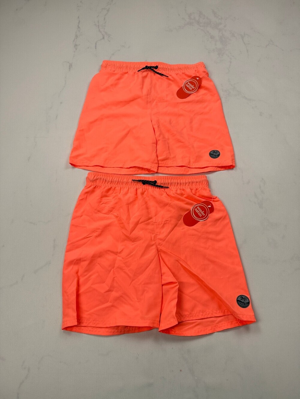 Wonder Nation Swim Shorts Neon Orange 2010s Adjustable Lot of 2 - Boys L